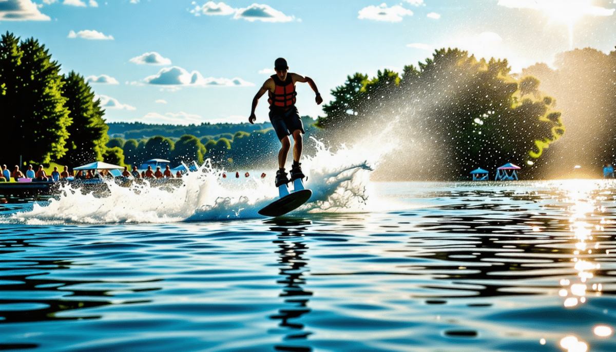 plongez dans l'aventure du wakeboard au lac de spay, au mans ! profitez d'une expérience inoubliable alliant sensations fortes et détente au bord de l'eau. que vous soyez débutant ou expert, vivez des moments mémorables au cœur de la nature.